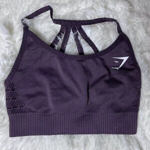 Gymshark Women's X Small Energy Seamless Yoga Sports Strappy Bra Purple